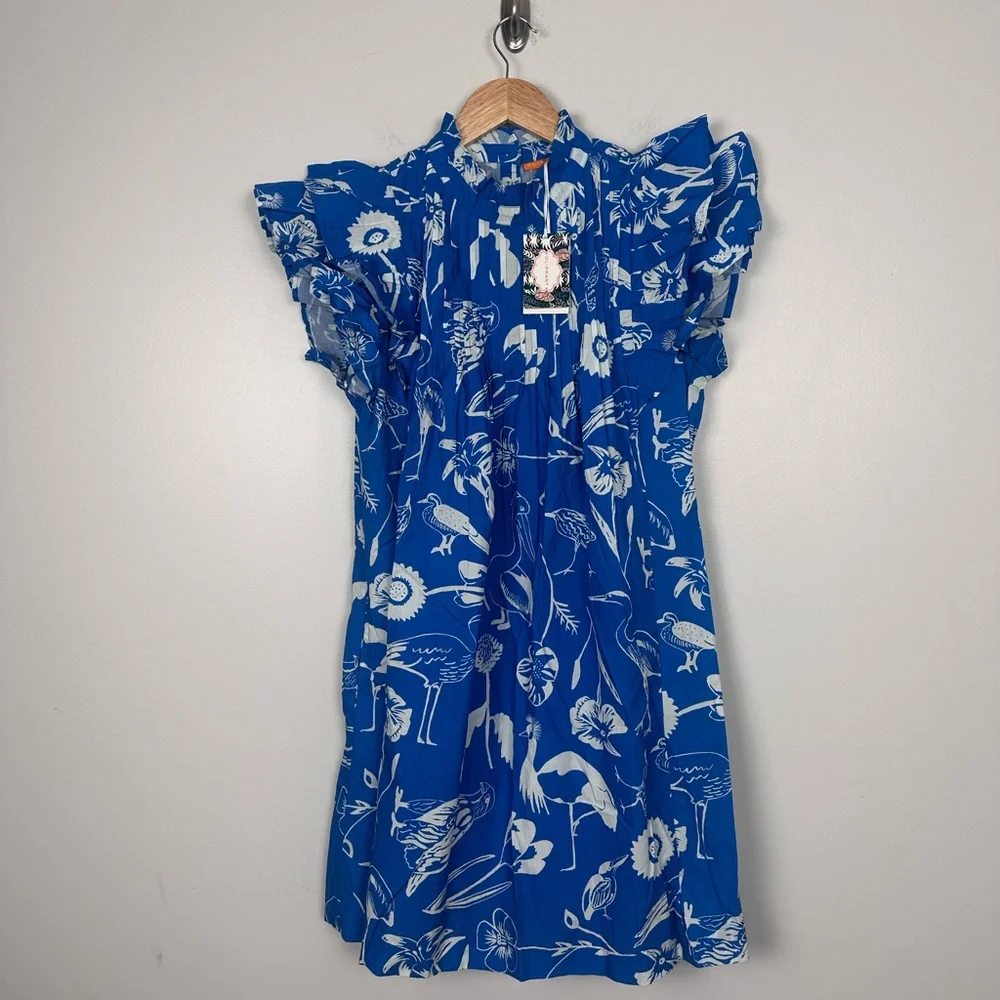 OLIPHANT Exclusive Audubon Blue Pintuck Ruffle Mini Dress - Picture 7 of 12